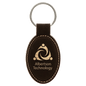 3" x 1 3/4" Black/Gold Laserable Leatherette Oval Keychain (Sold by Case of 50)
