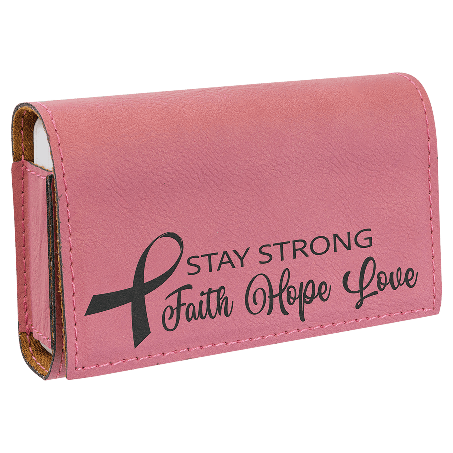 4 3/4" x 3 1/8" Pink Laserable Leatherette  Pill Box (Sold by Case of 10)