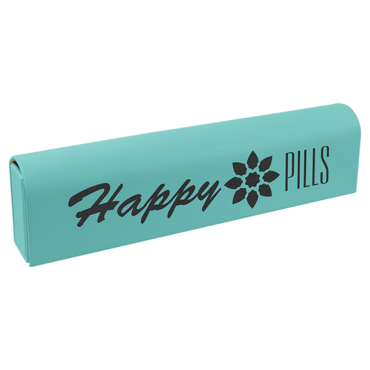9 3/4" x 2 1/2" Teal Laserable Leatherette Pill Box (Sold by Case of 10)