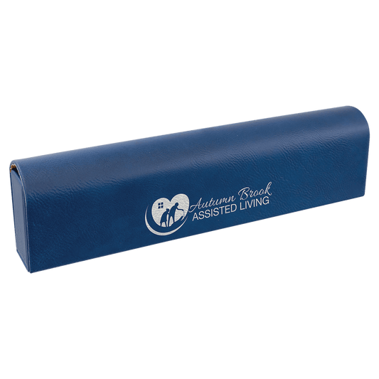 9 3/4" x 2 1/2" Blue/Silver Laserable Leatherette Pill Box (Sold by Case of 10)