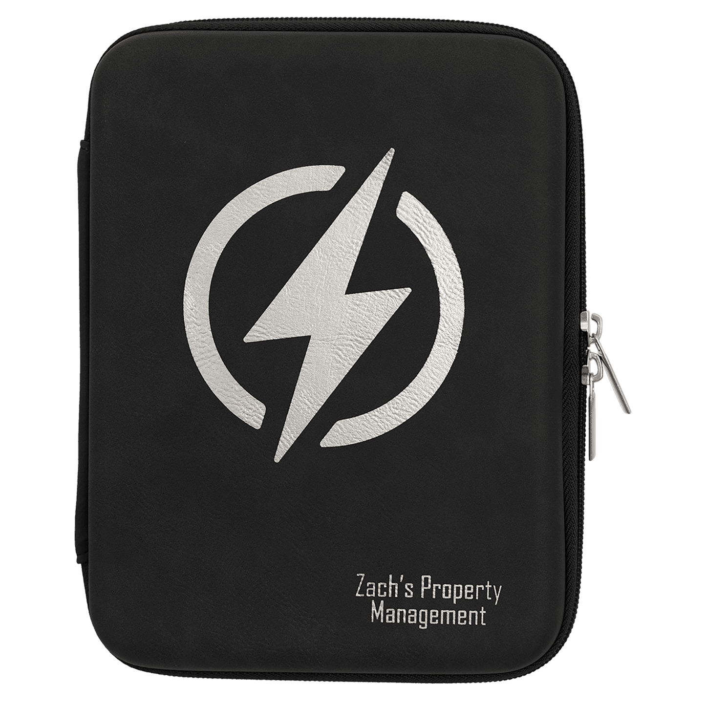 8 1/2" x 6" x 1 3/4" Black/Silver Leatherette Cord Case (Sold by Case of 6)