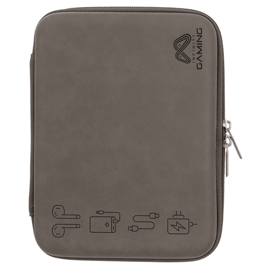 8 1/2" x 6" x 1 3/4" Gray Leatherette Cord Case (Sold by Case of 6)