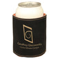 3 3/4" Black/Gold Laserable Leatherette Beverage Holder (Sold by Case of 25)