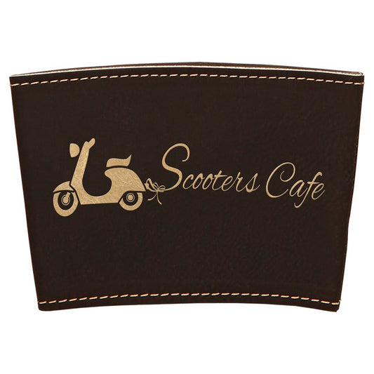 3" Black/Gold Laserable Leatherette Mug Sleeve (Sold by Case of 25)