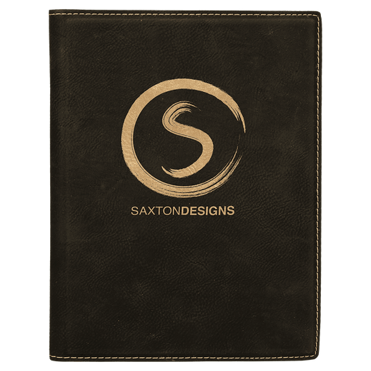 7" x 9" Black/Gold Laserable Leatherette Small Portfolio with Notepad (Sold by Case of 4)