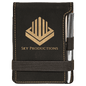 3 1/4" x 4 3/4" Black/Gold Laserable Leatherette Mini Notepad with Pen (Sold by Case of 10)