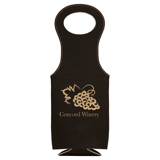 Black/Gold Laserable Leatherette Wine Bag (Sold by Case of 10)