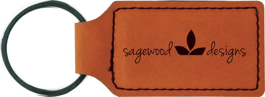 2 3/4" x 1 1/4" Rawhide Laserable Leatherette Rectangle Keychain (Sold by Case of 50)