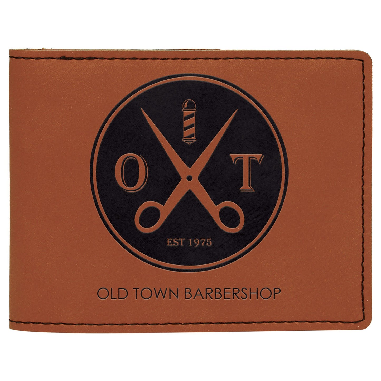 4 1/2" x 3 1/2" Rawhide Laserable Leatherette Bifold Wallet (Sold by Case of 10)