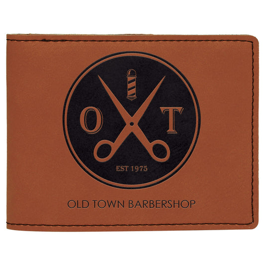 4 1/2" x 3 1/2" Rawhide Laserable Leatherette Bifold Wallet (Sold by Case of 10)