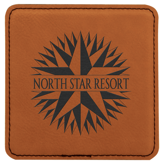 4" x 4" Square Rawhide Laserable Leatherette Coaster (Sold by Case of 6)