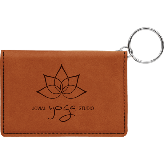 4 1/4" x 3" Rawhide Laserable Leatherette Keychain ID Holder (Sold by Case of 10)