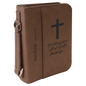 6 3/4" x 9 1/4" Dark Brown Leatherette Book/Bible Cover with Handle & Zipper (Sold by Case of 6)