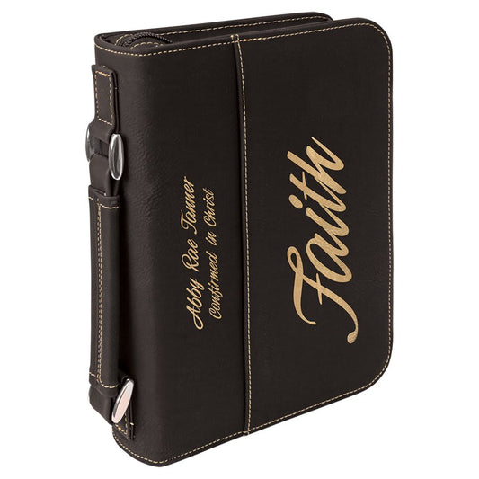 6 3/4" x 9 1/4" Black/Gold Leatherette Book/Bible Cover with Handle & Zipper (Sold by Case of 6)