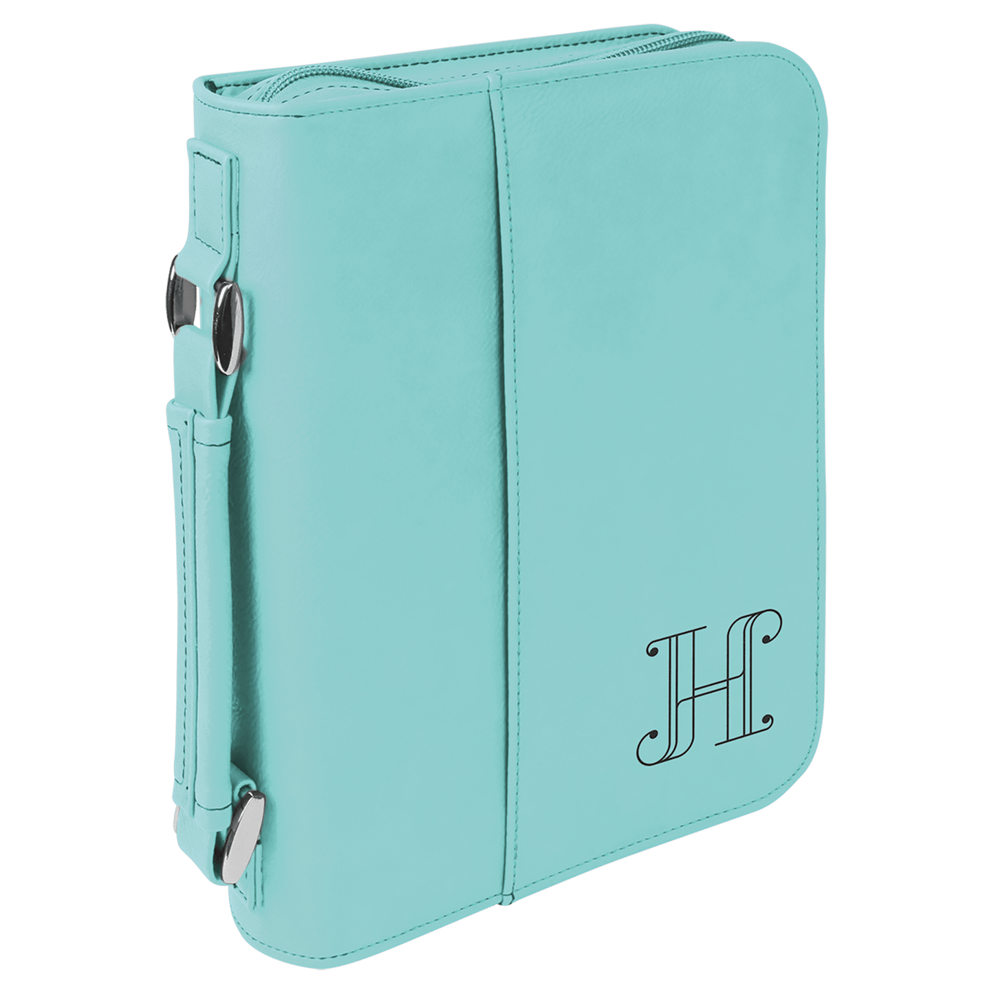 6 3/4" x 9 1/4" Teal Leatherette Book/Bible Cover with Handle & Zipper (Sold by Case of 6)