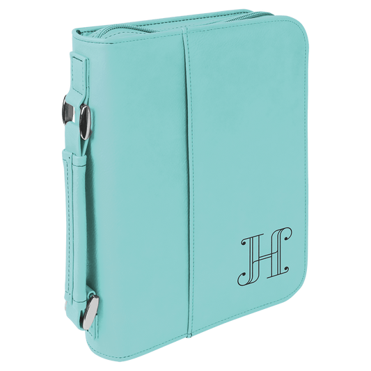 6 3/4" x 9 1/4" Teal Leatherette Book/Bible Cover with Handle & Zipper (Sold by Case of 6)