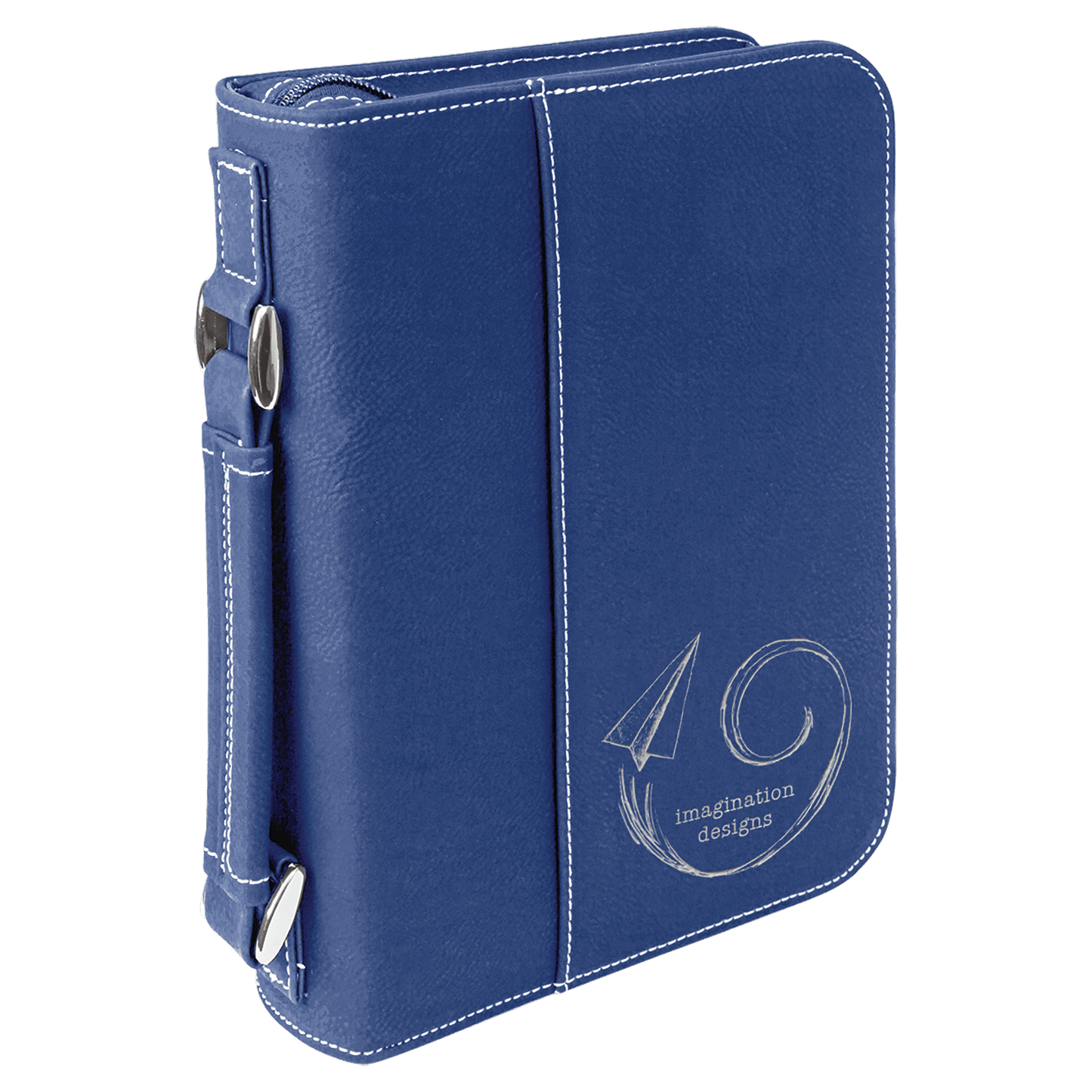 6 3/4" x 9 1/4" Blue/Silver Leatherette Book/Bible Cover with Handle & Zipper (Sold by Case of 6)