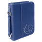 6 3/4" x 9 1/4" Blue/Silver Leatherette Book/Bible Cover with Handle & Zipper (Sold by Case of 6)