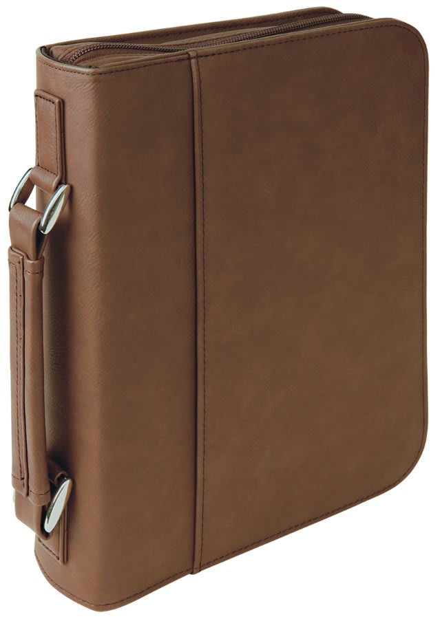 7 1/2" x 10 3/4" Dark Brown Leatherette Book/Bible Cover with Handle & Zipper (Sold by Case of 6)