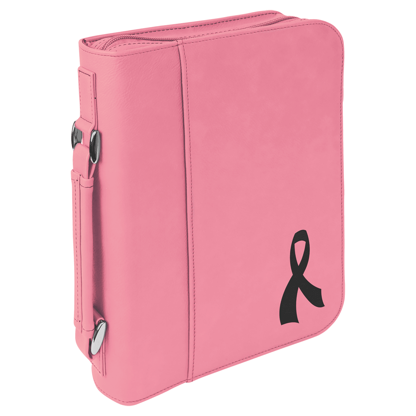 7 1/2" x 10 3/4" Pink Leatherette Book/Bible Cover with Handle & Zipper (Sold by Case of 6)