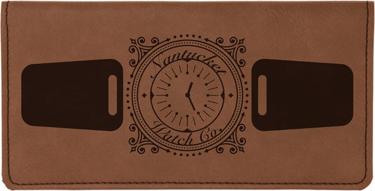 6 3/4" x 3 1/2" Dark Brown Laserable Leatherette Checkbook Cover (Sold by Case of 10)