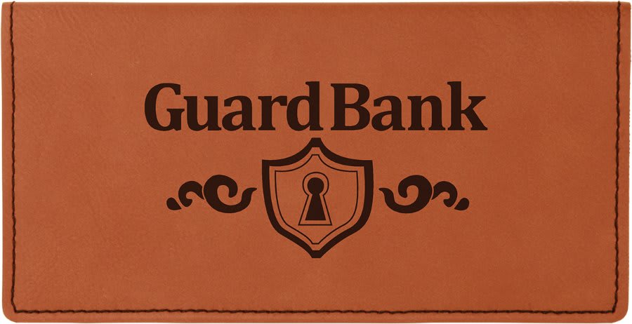 6 3/4" x 3 1/2" Rawhide Laserable Leatherette Checkbook Cover (Sold by Case of 10)