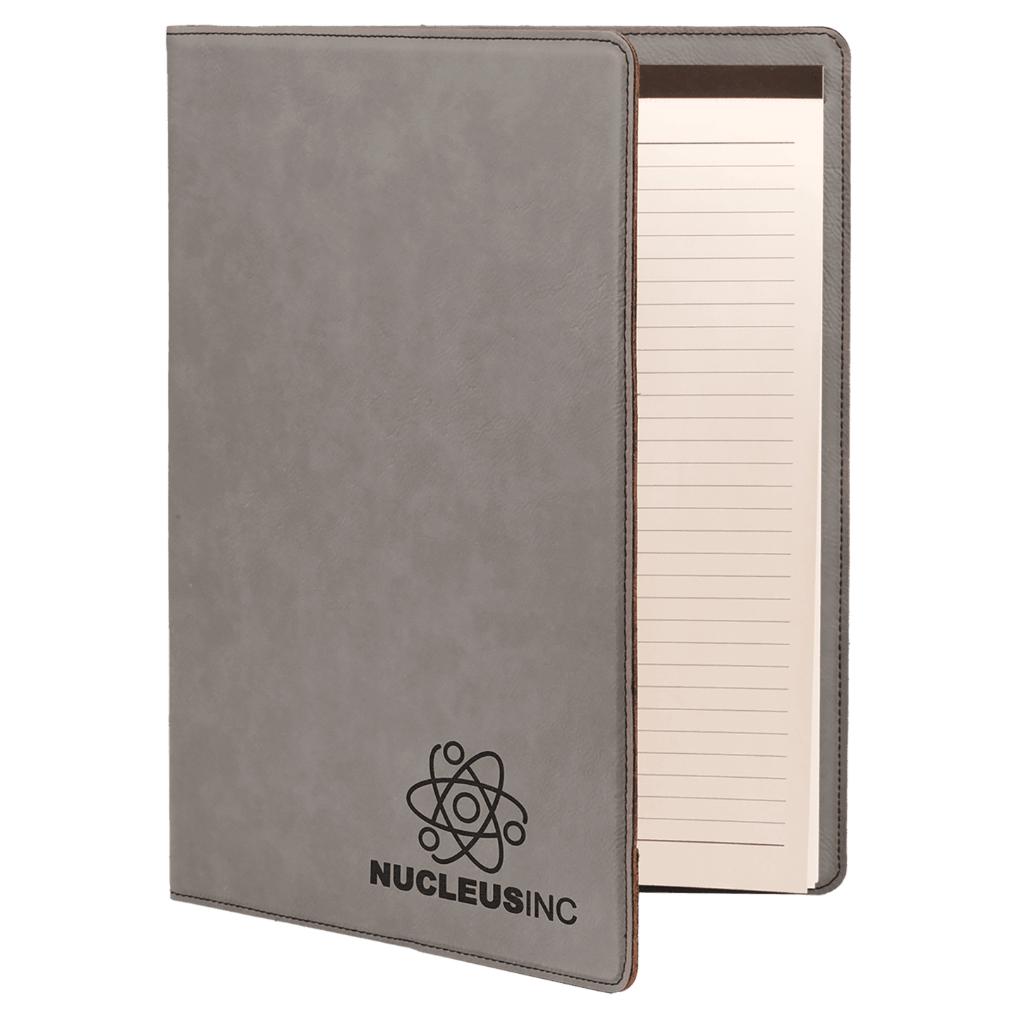 9 1/2" x 12" Gray Laserable Leatherette Portfolio with Notepad (Sold by Case of 4)