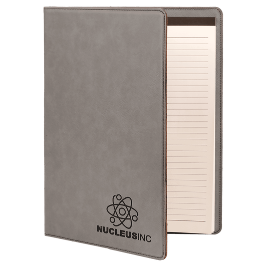 9 1/2" x 12" Gray Laserable Leatherette Portfolio with Notepad (Sold by Case of 4)