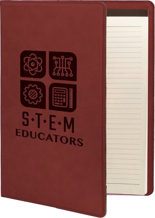 9 1/2" x 12" Rose Laserable Leatherette Portfolio with Notepad (Sold by Case of 4)