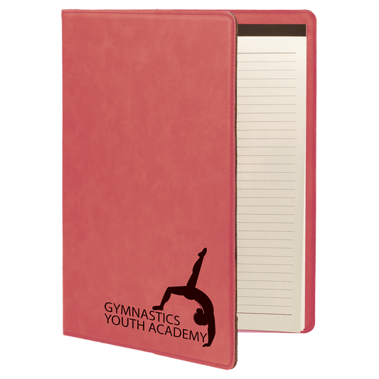 9 1/2" x 12" Pink Laserable Leatherette Portfolio with Notepad (Sold by Case of 4)