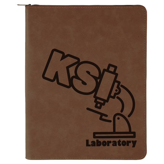 9 1/2" x 12" Dark Brown with Zipper Laserable Leatherette Portfolio with Notepad (Sold by Case of 4)