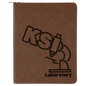 9 1/2" x 12" Dark Brown with Zipper Laserable Leatherette Portfolio with Notepad (Sold by Case of 4)