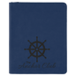 9 1/2" x 12" Blue/Black with Zipper Laserable Leatherette Portfolio with Notepad (Sold by Case of 4)