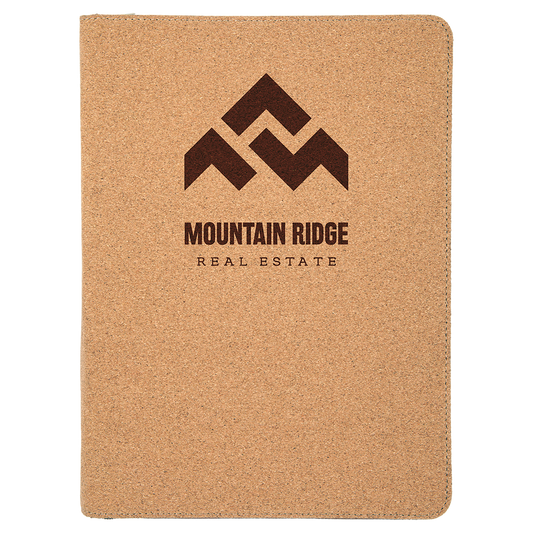 9 1/2" x 12" Cork with Zipper Portfolio with Notepad (Sold by Case of 4)