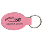 3" x 1 3/4" Pink Laserable Leatherette Oval Keychain (Sold by Case of 50)