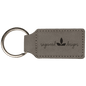 2 3/4" x 1 1/4" Gray Laserable Leatherette Rectangle Keychain (Sold by Case of 50)