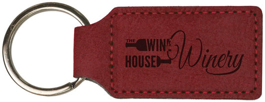 2 3/4" x 1 1/4" Rose Laserable Leatherette Rectangle Keychain (Sold by Case of 50)