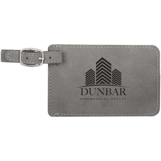 4 1/4" x 2 3/4" Gray Laserable Leatherette Luggage Tag (Sold by Case of 10)