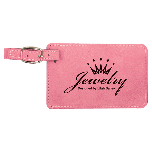 4 1/4" x 2 3/4" Pink Laserable Leatherette Luggage Tag (Sold by Case of 10)