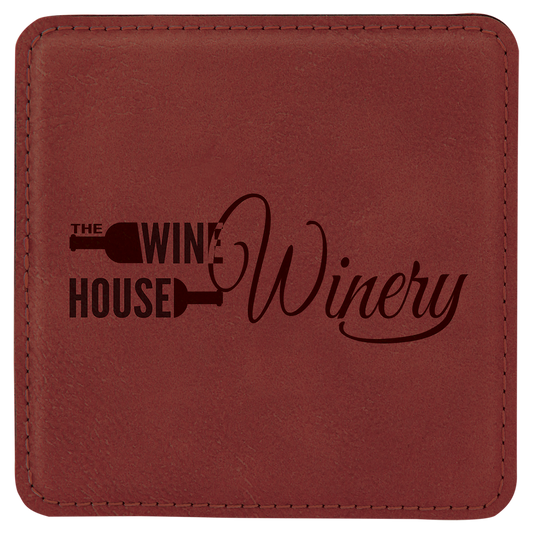 4" x 4" Square Rose Laserable Leatherette Coaster (Sold by Case of 6)