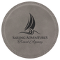 4" Round Gray Laserable Leatherette Coaster (Sold by Case of 6)