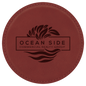 4" Round Rose Laserable Leatherette Coaster (Sold by Case of 6)