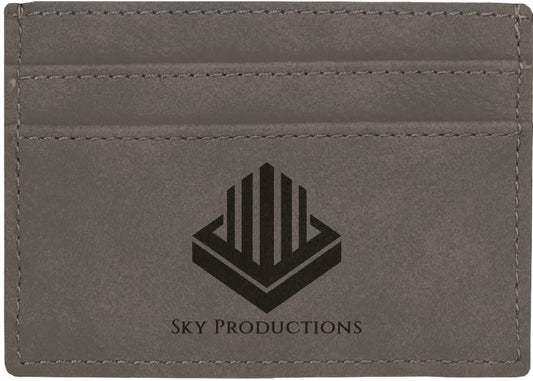 4" x 2 3/4" Gray Laserable Leatherette Wallet Clip (Sold by Case of 10)