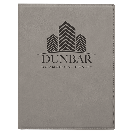 7" x 9" Gray Laserable Leatherette Small Portfolio with Notepad (Sold by Case of 4)