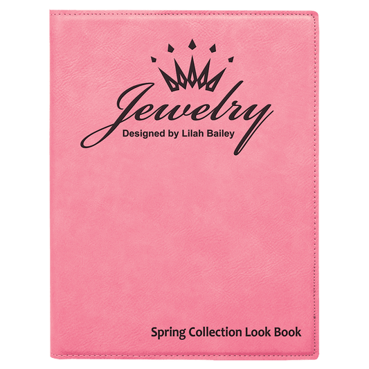 7" x 9" Pink Laserable Leatherette Small Portfolio with Notepad (Sold by Case of 4)