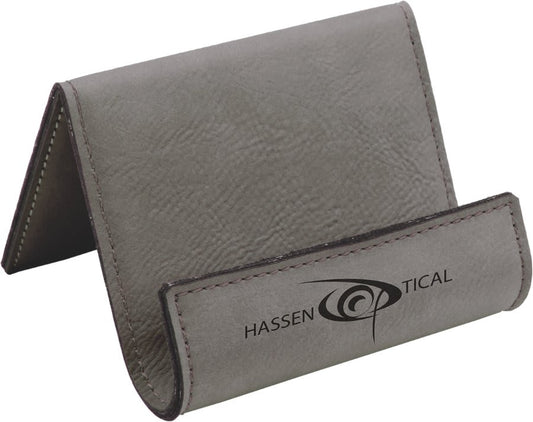 3 1/2" x 2 1/2" Gray Laserable Leatherette Holder Easel (Sold by Case of 6)