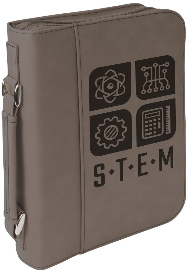 7 1/2" x 10 3/4" Gray Leatherette Book/Bible Cover with Handle & Zipper (Sold by Case of 6)