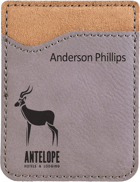 Gray Laserable Leatherette Phone Wallet (Sold by Case of 25)