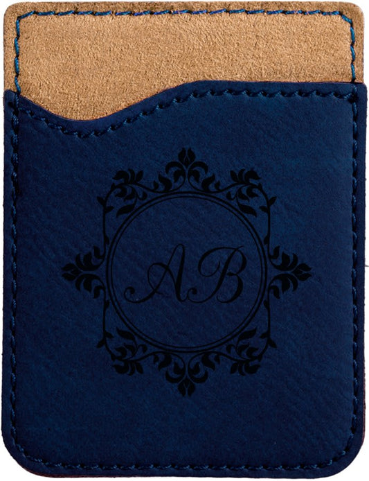 Blue/Black Laserable Leatherette Phone Wallet (Sold by Case of 25)