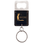 Rectangle Black/Gold Laserable Leatherette Bottle Opener Keychain (Sold by Case of 25)